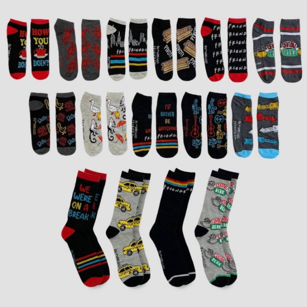 Friends Television Show Mens 15 Days of Socks Holiday Christmas Advent Calendar
